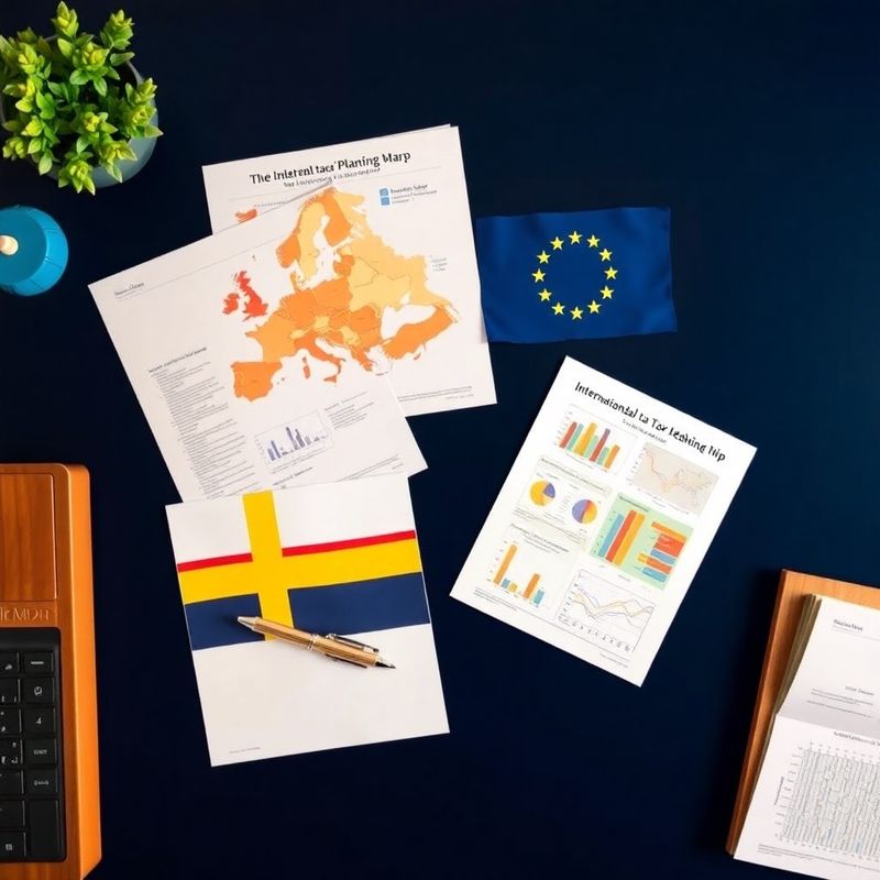 Documente de planificare fiscală internațională dispuse pe un birou modern